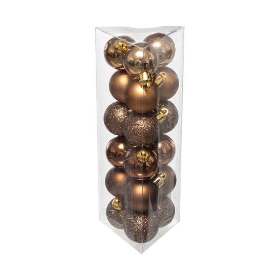 Déco de sapin lot de 18 boules de noël d 3 cm - bronze