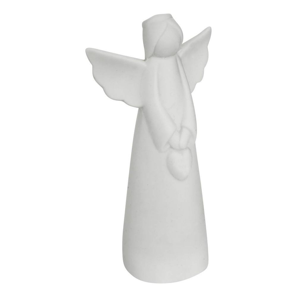 Ange de noël lumineux en céramique led blanc h. 20 cm