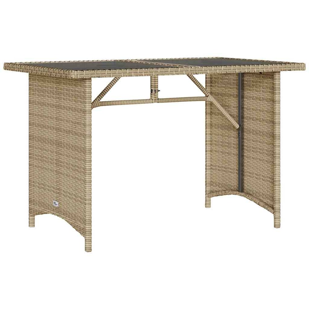 Table de jardin avec dessus en verre beige 110x68x70 cm rotin