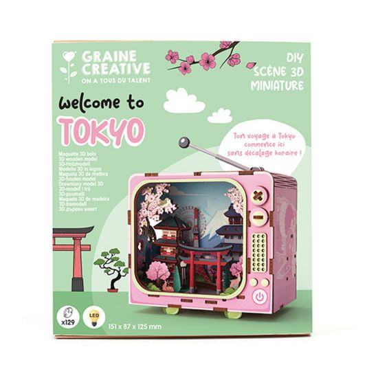Maquette 3d bois tv tokyo | kit modélisme miniature à construire