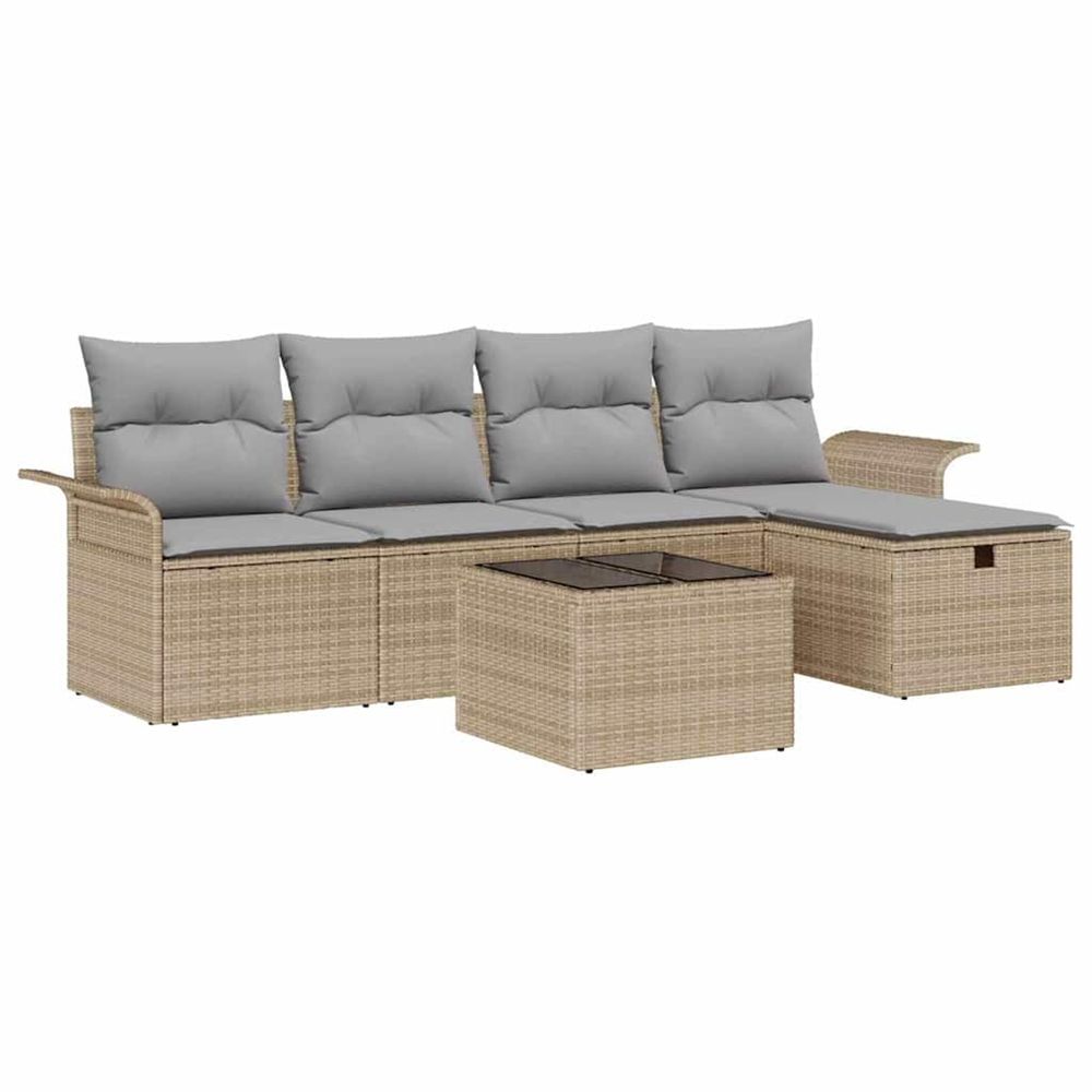 Ensemble de canapé de jardin 6 pc poly rotin