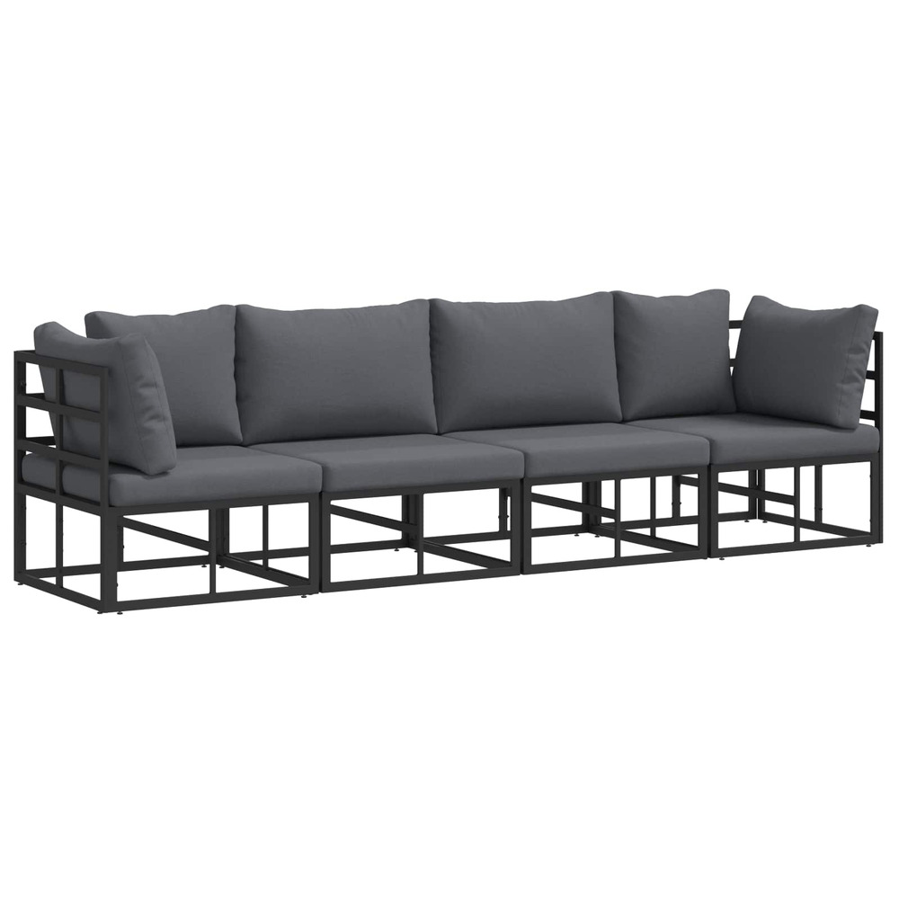 Ensemble de canapé de jardin 4 pcs noir métal