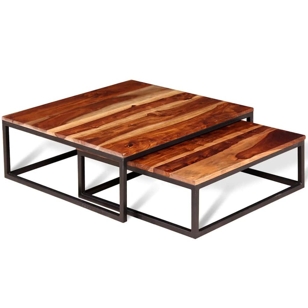 Ensemble de table basse gigogne Bois Sesham