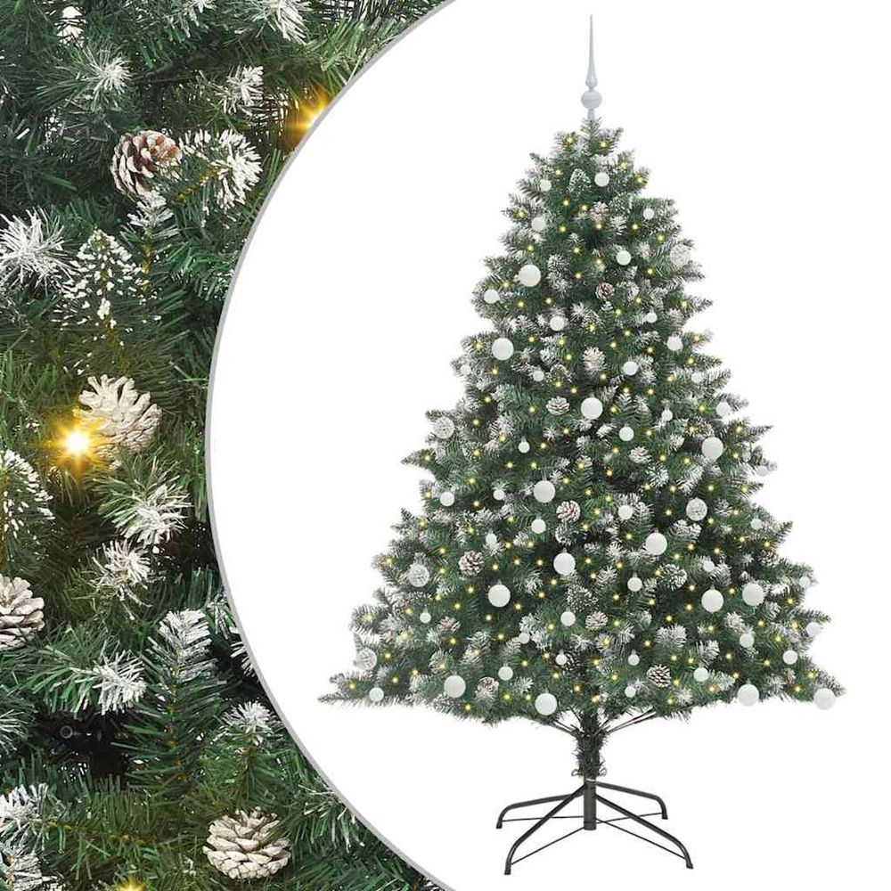 Sapin de noël artificiel vert 180 cm pvc, plastique et acier