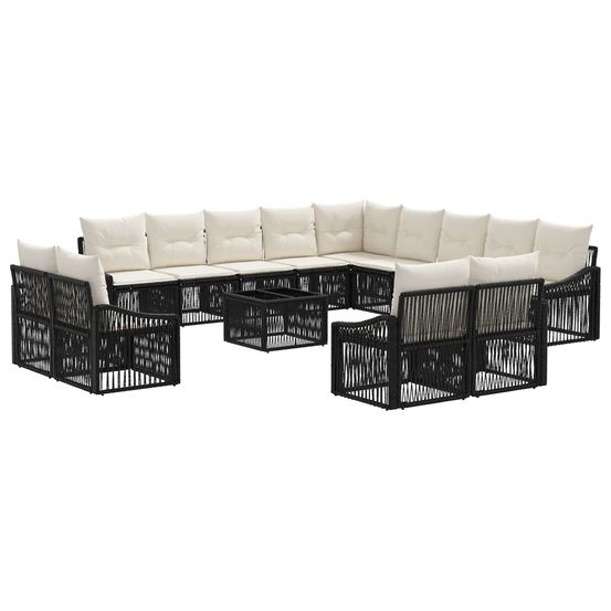 Ensemble de canapé de jardin 14 pc noir polyrotin
