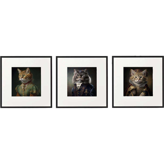 Tableau décoratif animal head 40 x 40 cm (lot de 3) chats