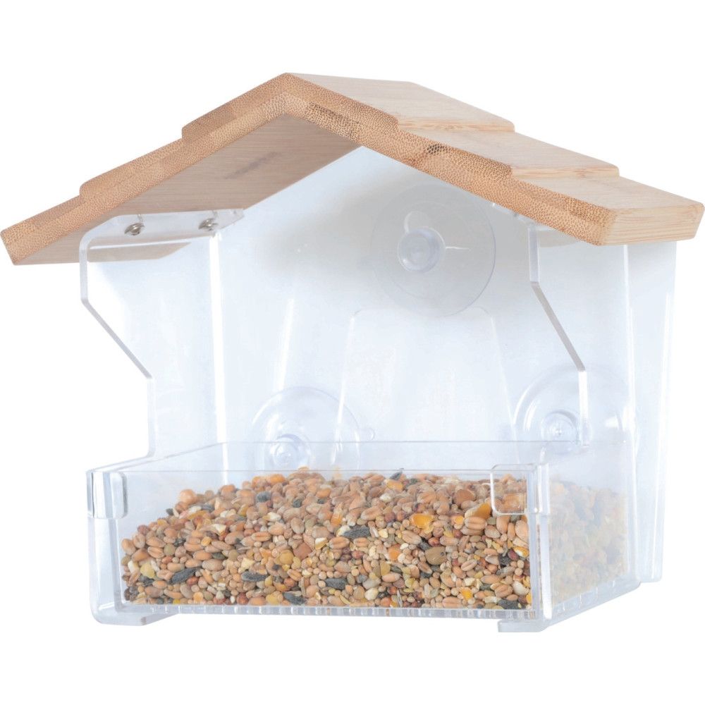 Mangeoire à Oiseaux Pour Fenêtre CTRICALVER Avec Ventouses - Plateau Amovible Trous Drainage 24,5x11x22,4 Cm Pour Jardin Extérieur