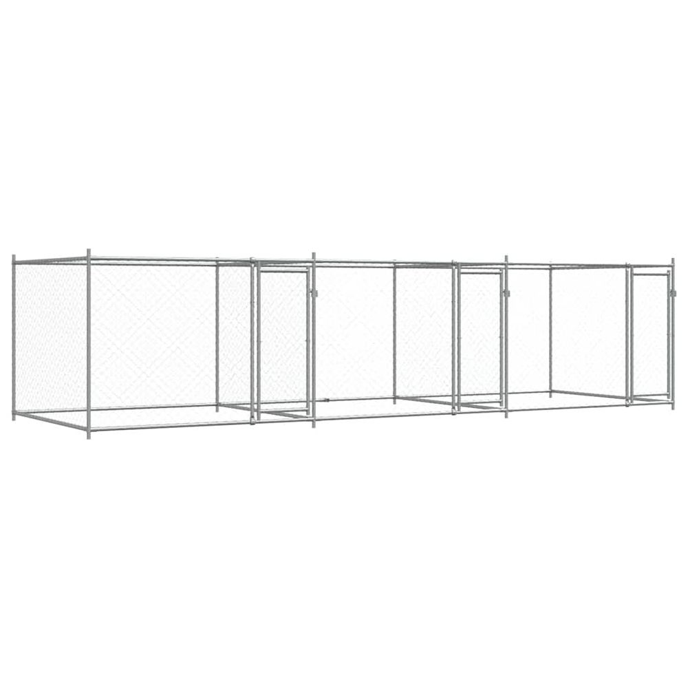 Cage pour chien avec portes gris 6x2x1,5 m acier galvanisé