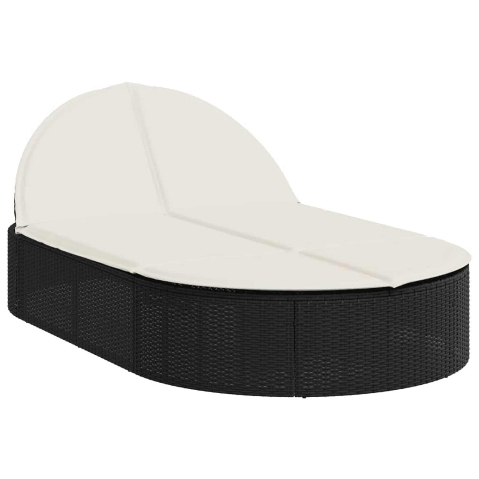 Chaise longue double avec coussins noir résine tressée bain de soleil