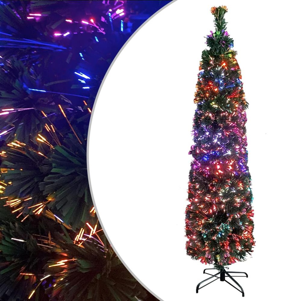 Arbre de noël artificiel mince et support 240 cm fibre optique