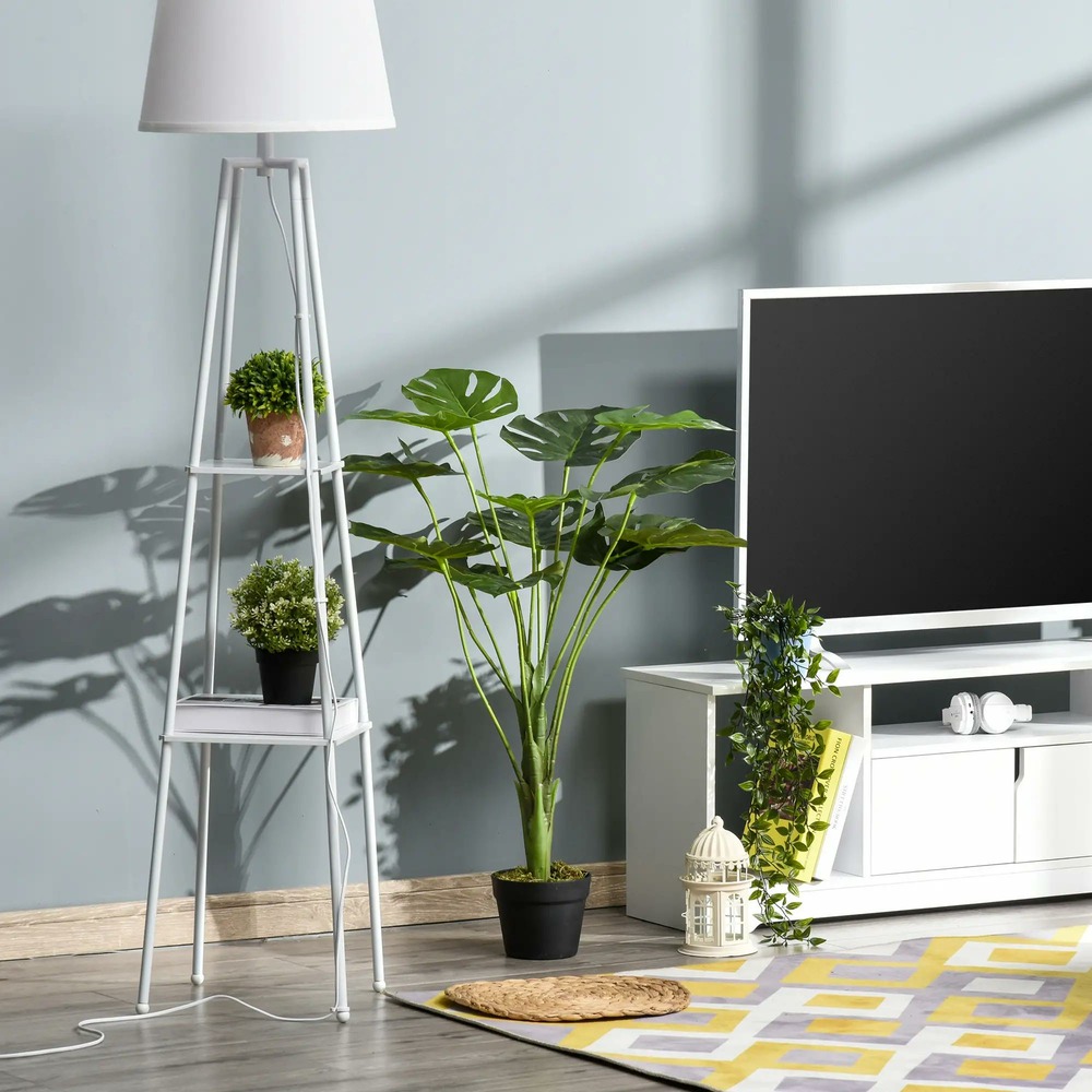 Plante artificielle modèle monstera avec 13 feuilles en pot ciment, intérieur ou extérieur, dim. Ø16 x 85h cm