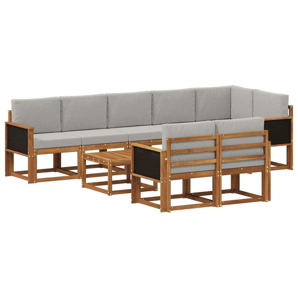Ensemble de canapés d'extérieur 9 pcs naturel et gris clair