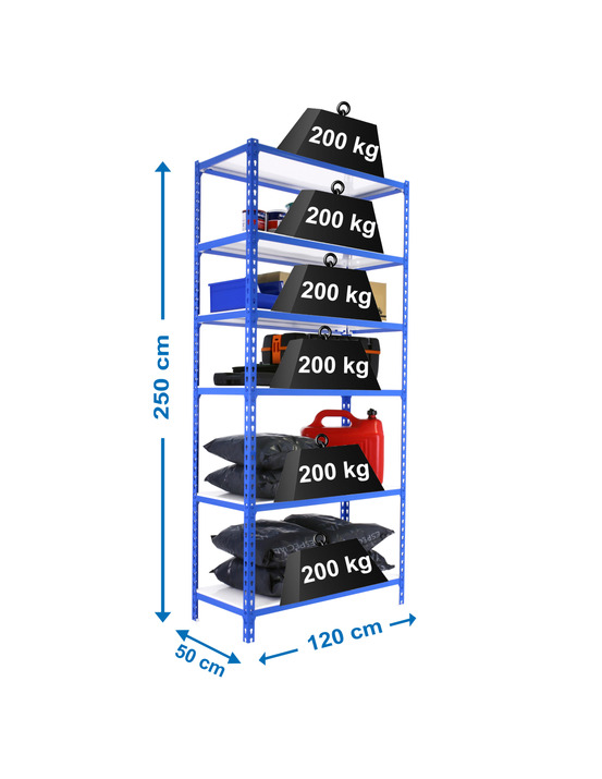 Etagère légère sans vis simonclick megaplus 6/500 2500 bleu/blanc bleu/blanc 2500x1200x500 - simonrack