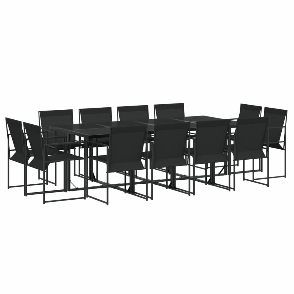 Ensemble à manger de jardin 13 pcs noir textilène