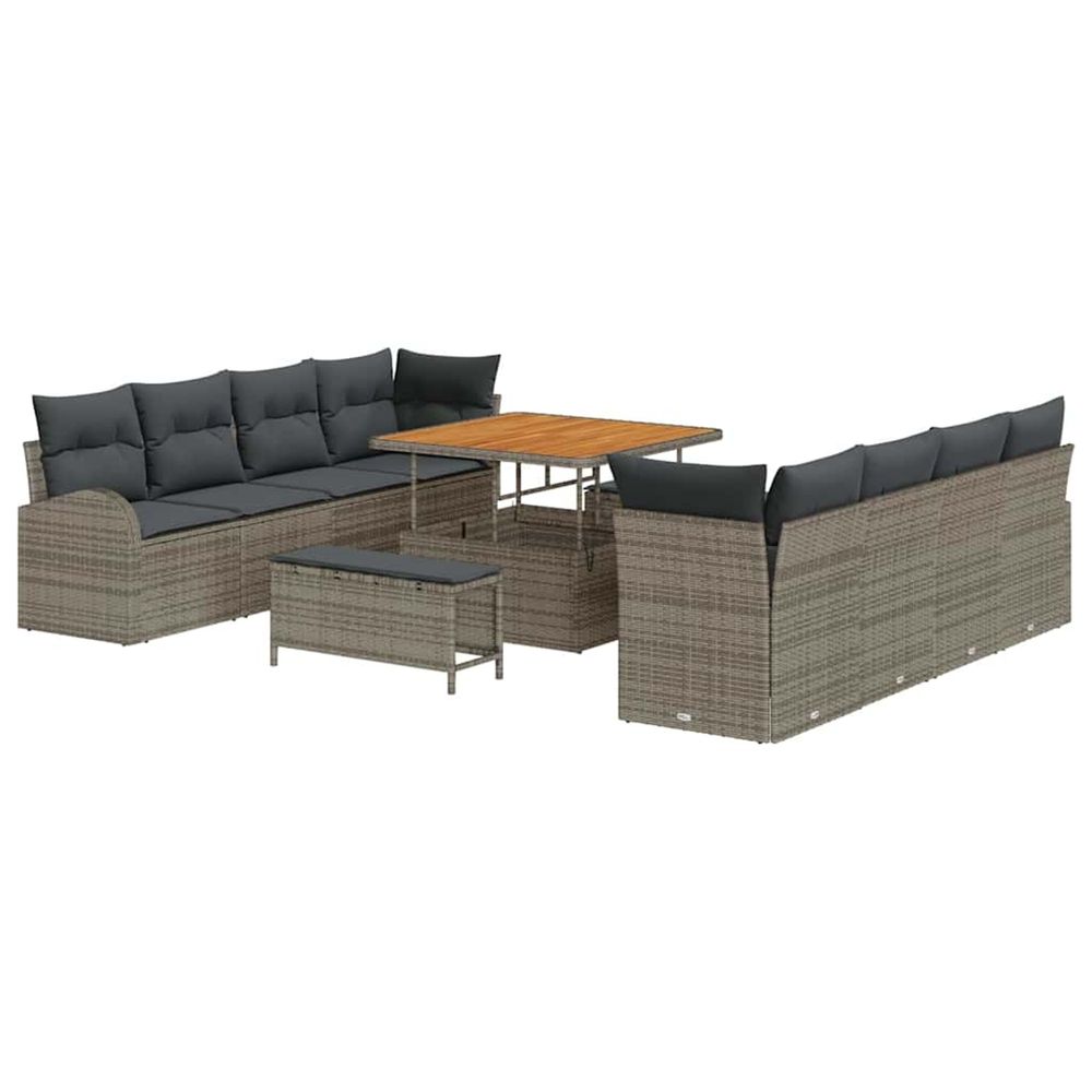 Ensemble de canapé de jardin 11 pc gris polyrotin