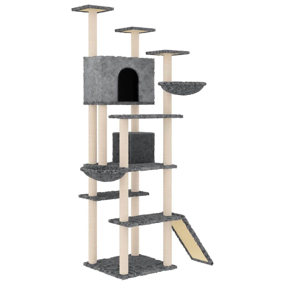 Arbre à chat avec griffoirs en sisal gris foncé 191 cm
