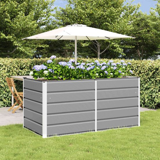 Carré potager surélevé xxl en acier pour jardinage facile 160x80x75 cm gris clair