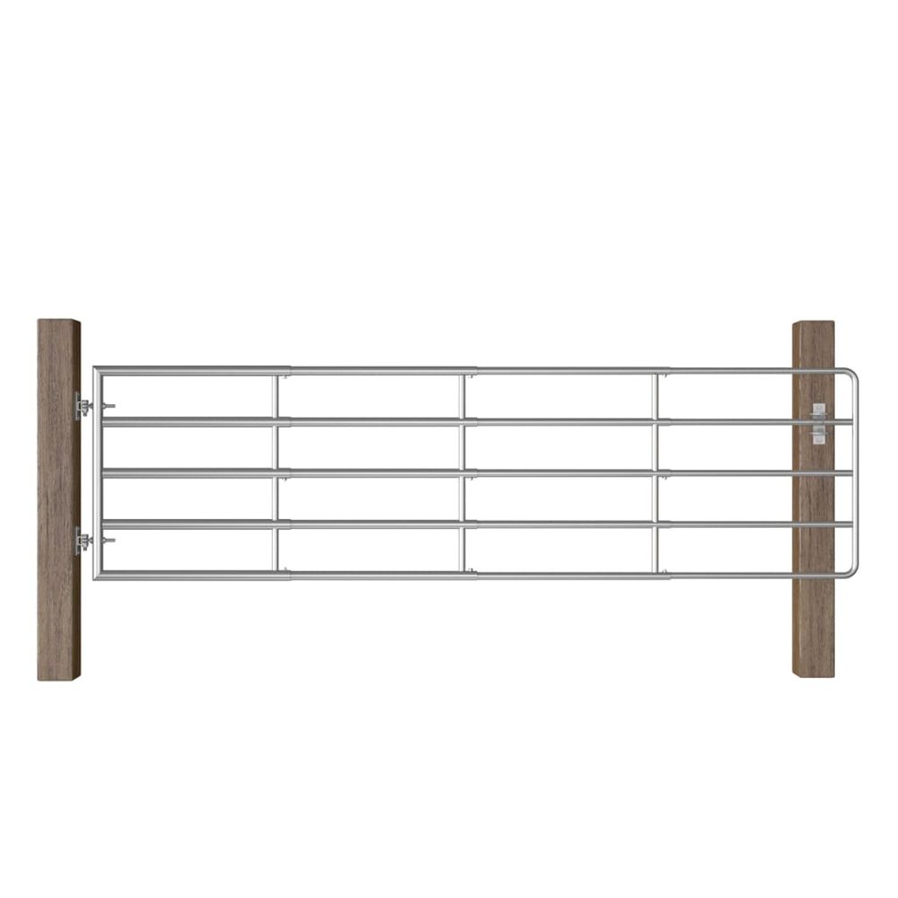 Portillon à 5 barres acier (115-300)x90 cm argenté