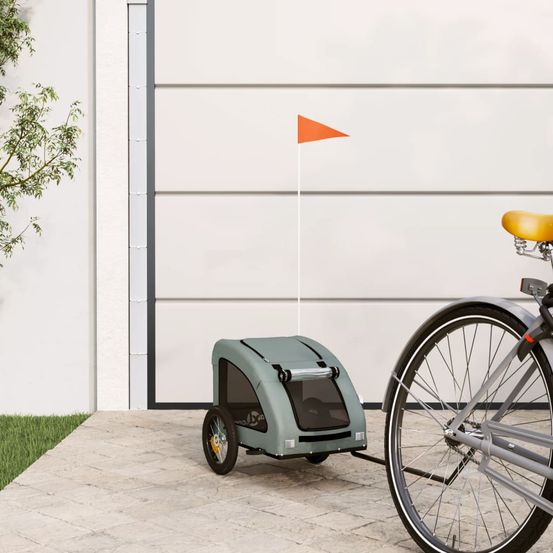 Remorque vélo pour chien 30kg en tissu oxford pour balades et courses gris