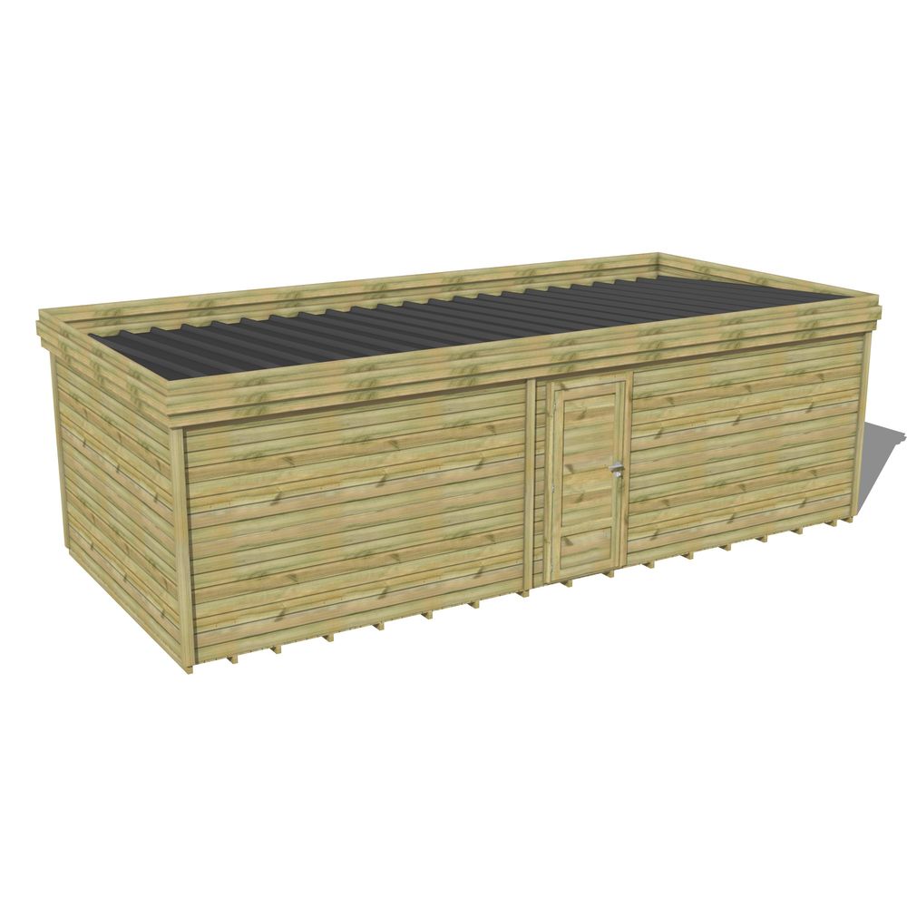 Abri de jardin bois pin traité autoclave 27mm - 7,695x3,44m / 26m2 - bac acier - plancher bois