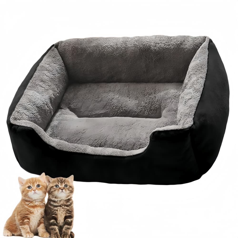 Nid d'hiver en carré pour chien et chat noir s