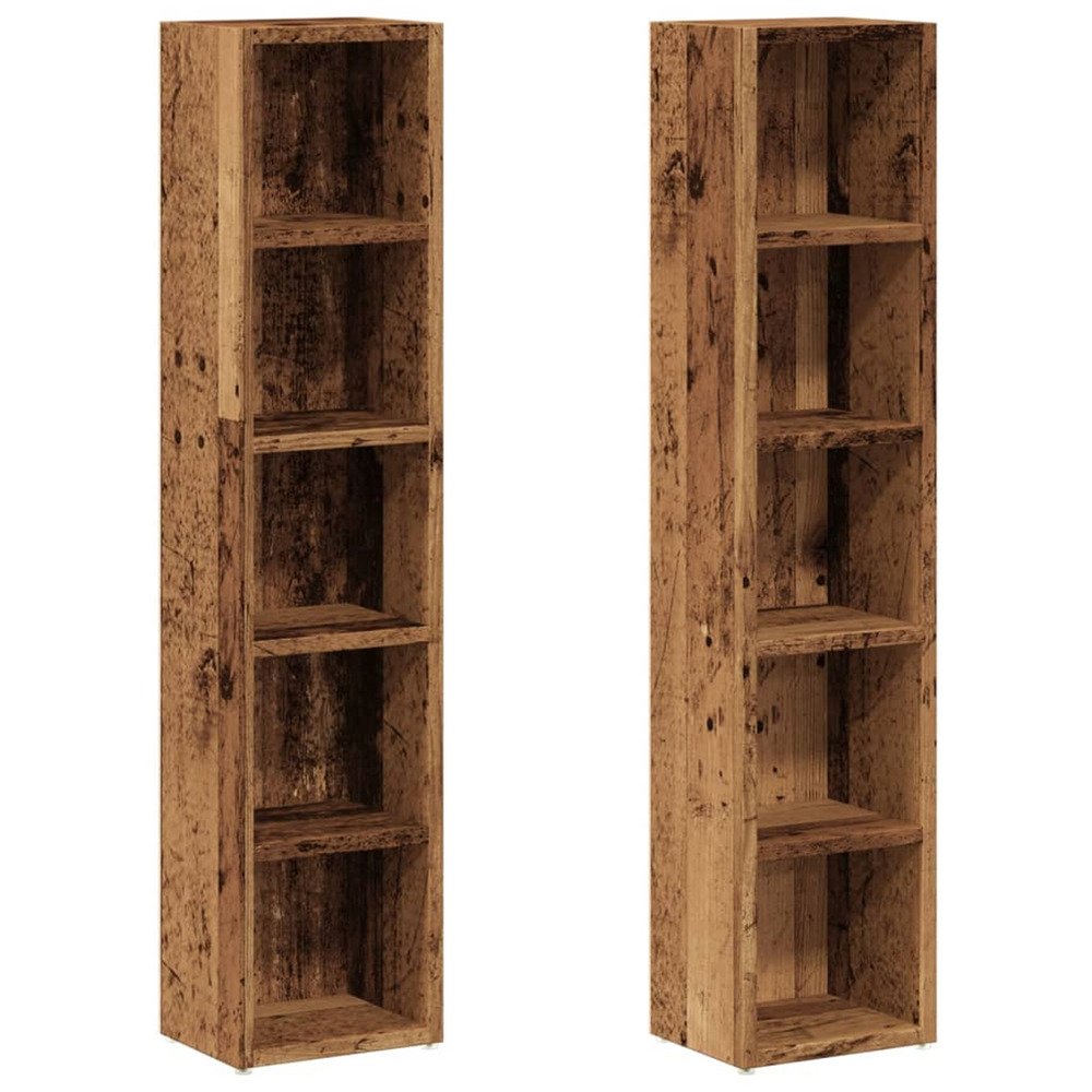 Armoires à cd 2 pcs vieux bois 21x16x93,5 cm bois d'ingénierie