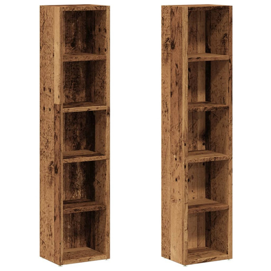 Armoires à cd 2 pcs vieux bois 21x16x93,5 cm bois d'ingénierie