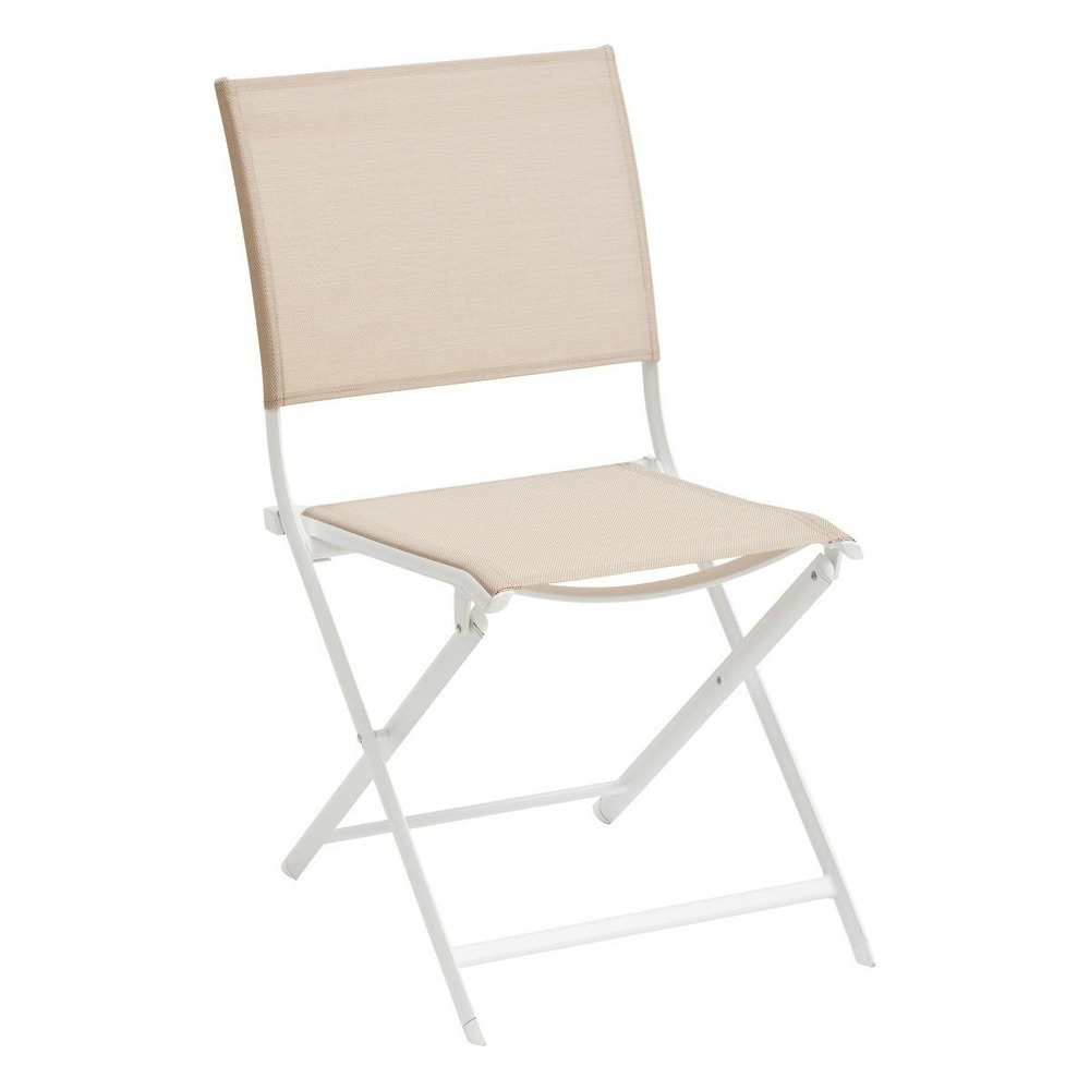 Lot de 4 chaises de jardin pliantes axant lin & blanc