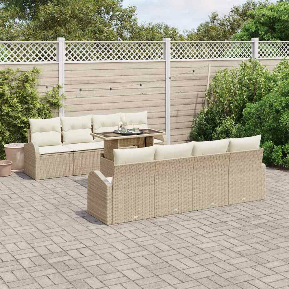 Ensemble de canapé de jardin 7 pcs beige poly rotin