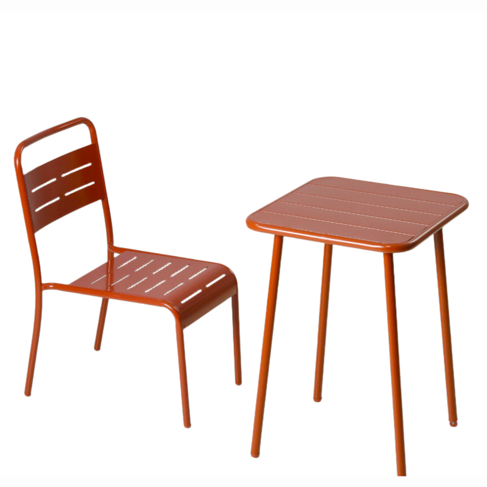 Table carrée 2 places 50x50cm terracotta bergame