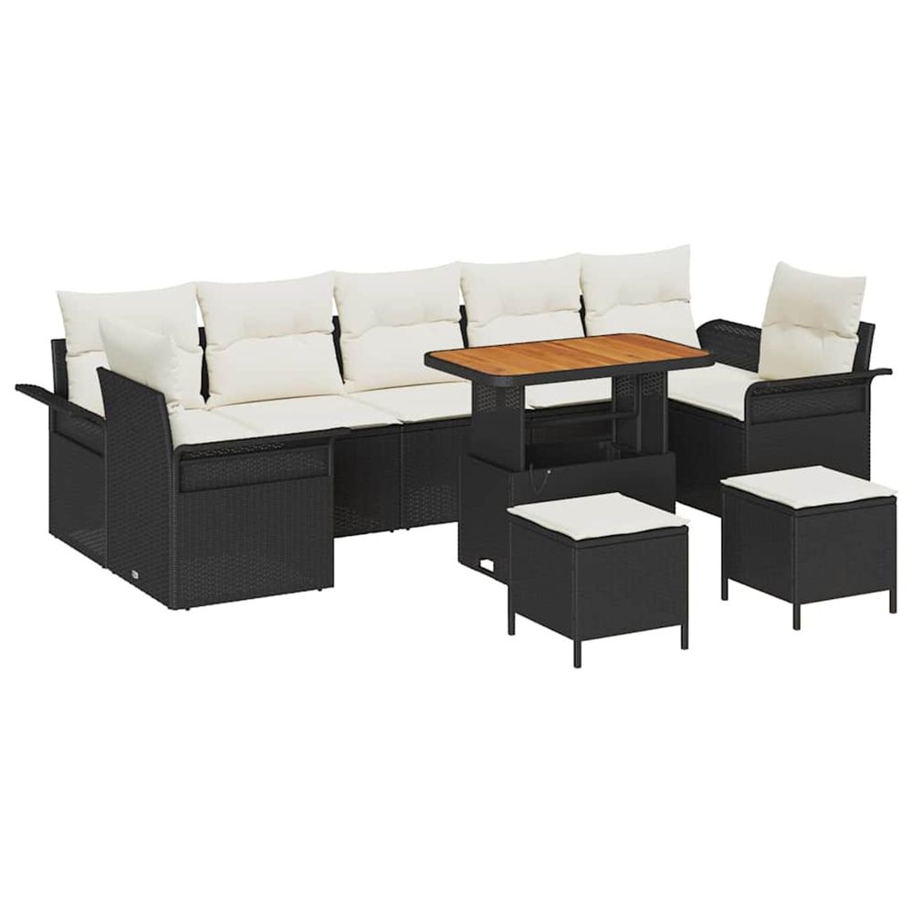 Ensemble de canapé de jardin 10 pc noir polyrotin