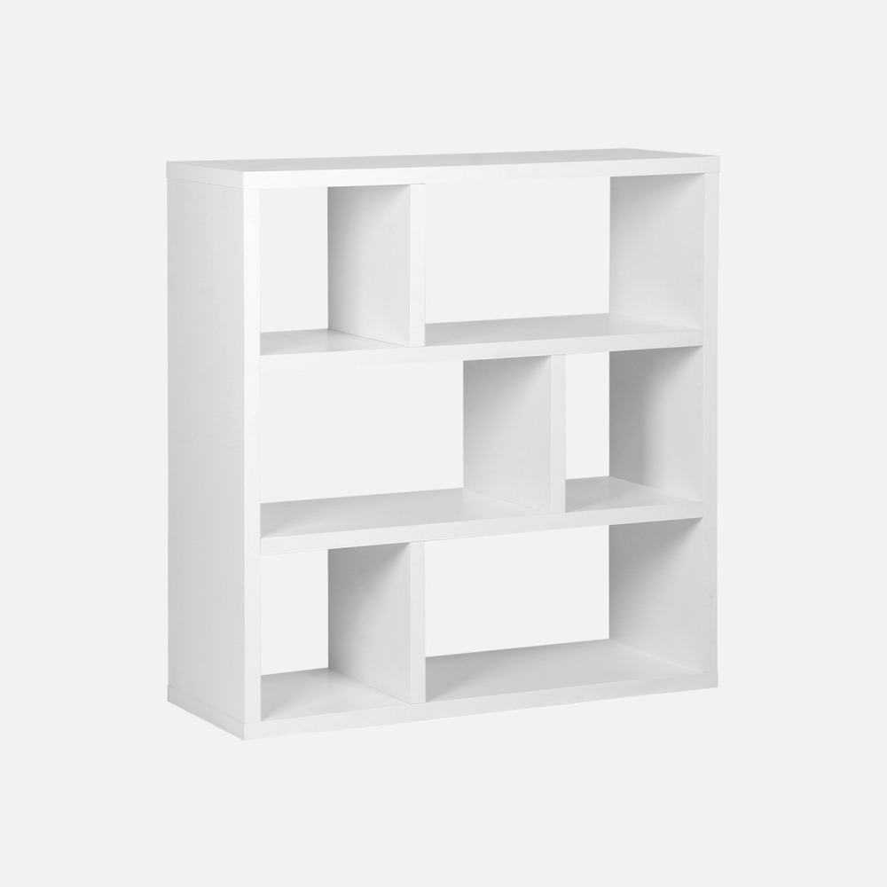 Etagère bibliothèque asymétrique 3 niveaux 6 compartiments, l 111,2 x p 39 x h 115,2cm