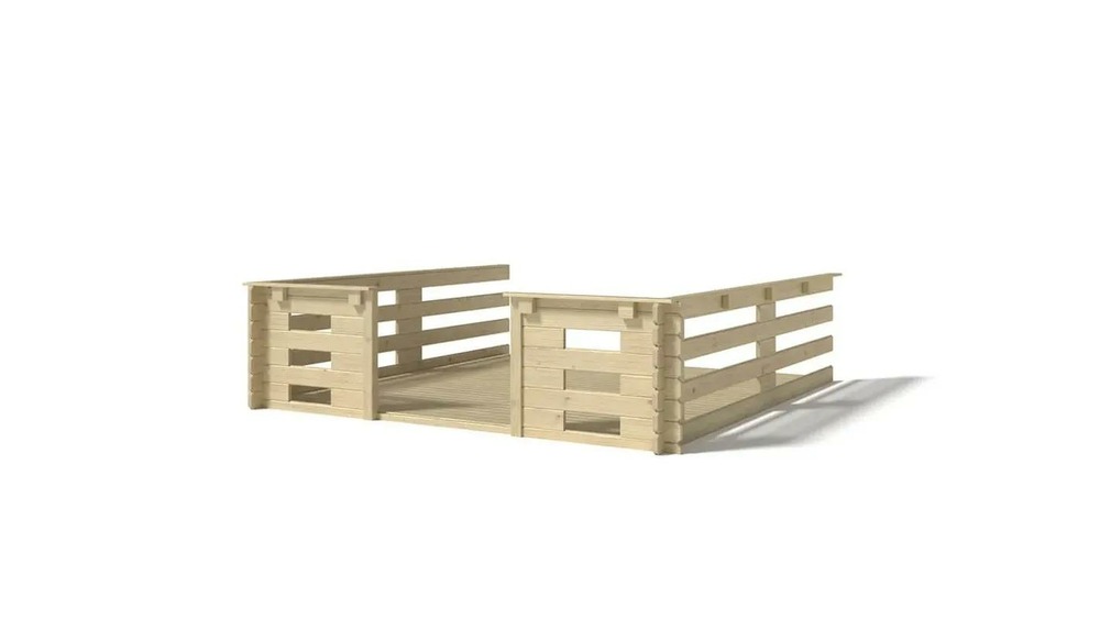 Terrasse en bois avec balustrade pour abri en bois - 9m2 - 3m x 3m - couleur: naturel - dom395 - altanka