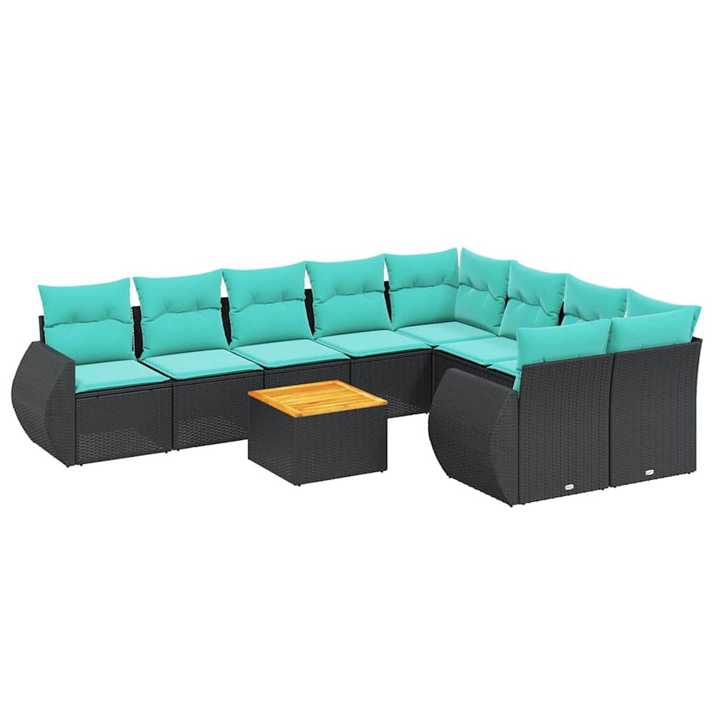 Ensemble de canapé de jardin 10 pcs avec coussins noir