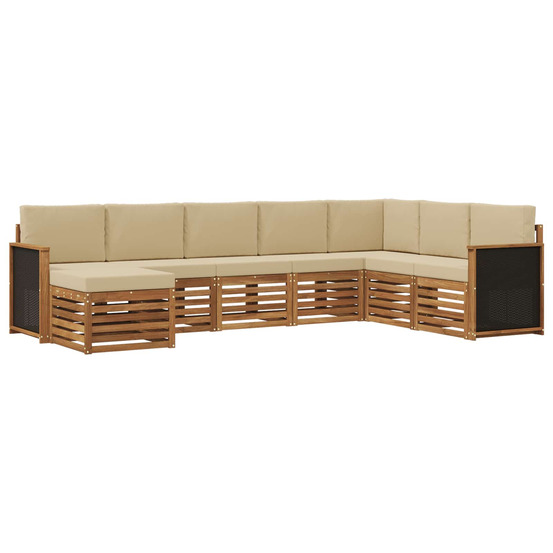 Ensemble de canapés d'extérieur avec coussin 6 pcs naturel