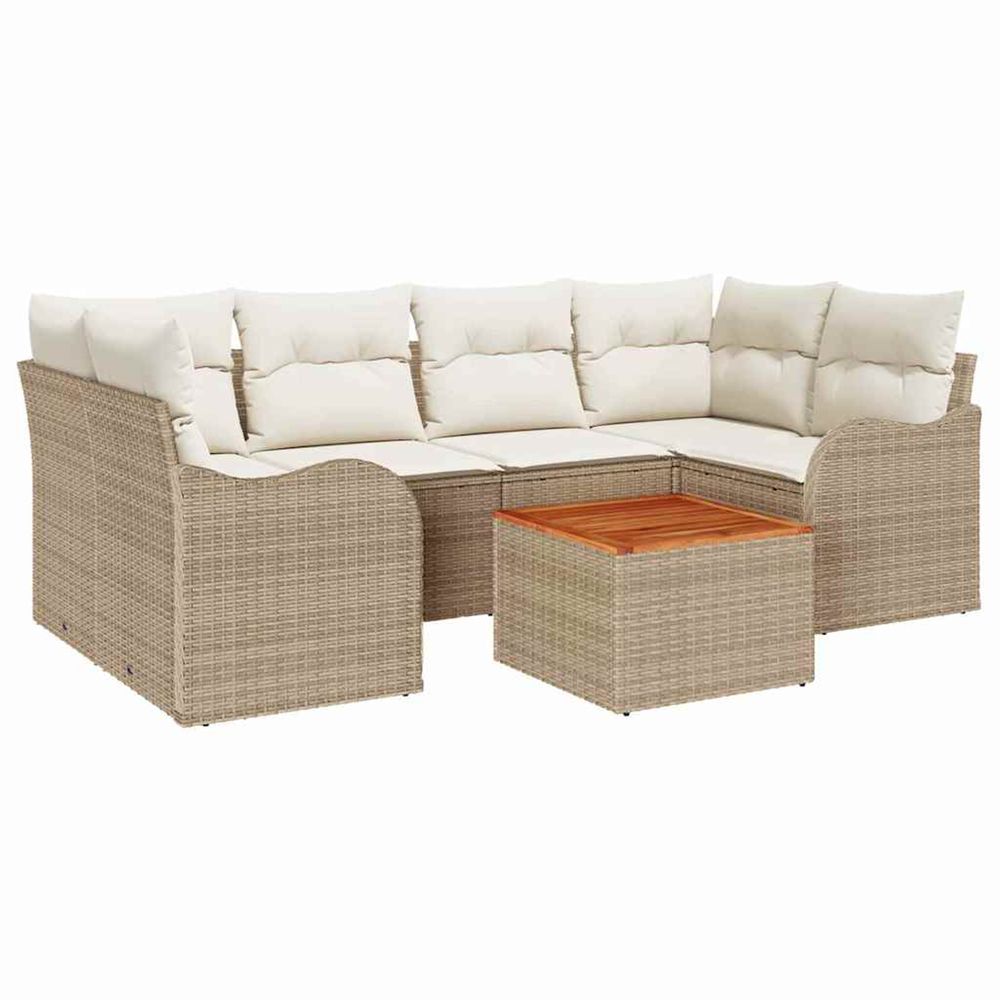 Ensemble de canapé de jardin 7 pc beige polyrotin