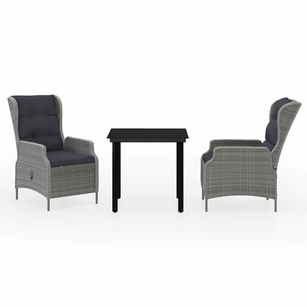 Ensemble à manger de jardin 3 pcs gris clair