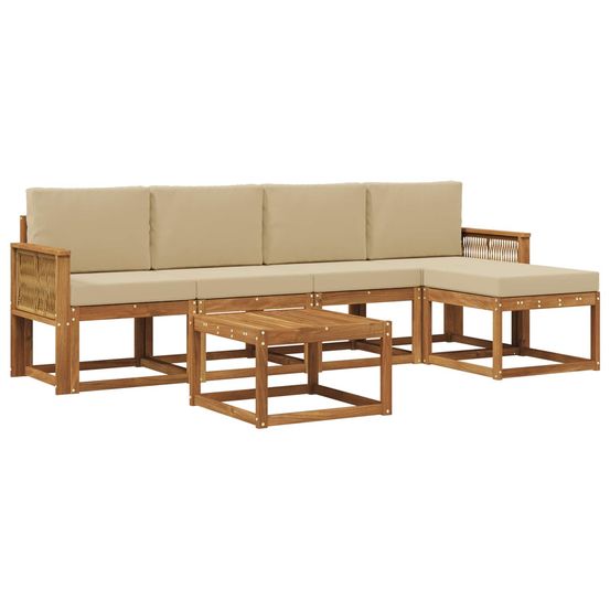 Ensemble de canapés d'extérieur 6 pc naturel et beige polyester