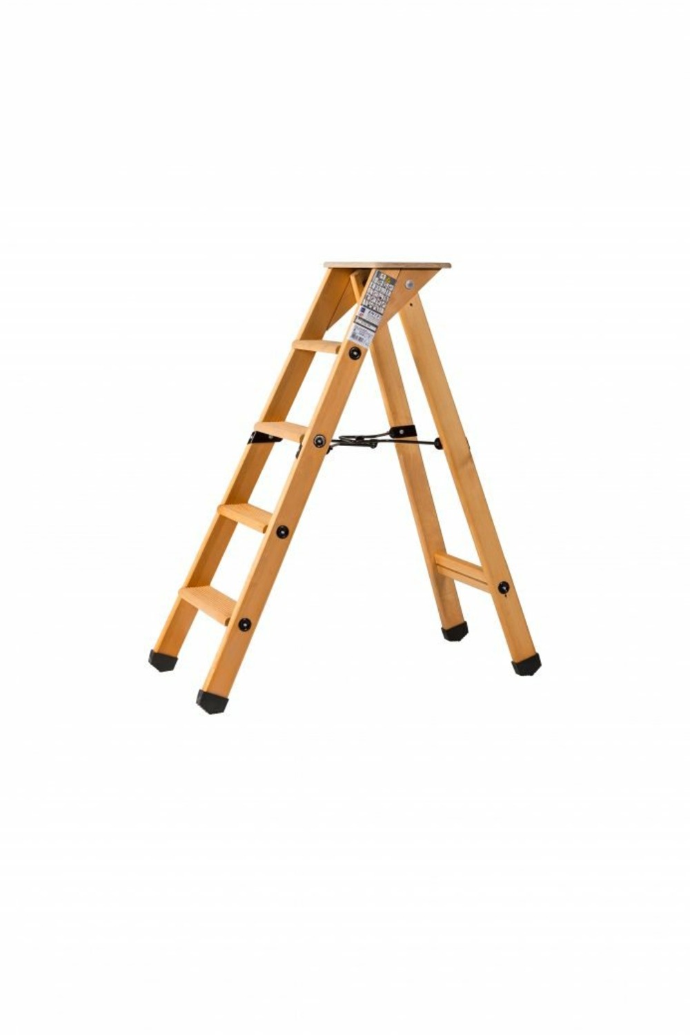 Escabeau lyonnais bois 4 marches + tablette - hauteur de travail 2,45m