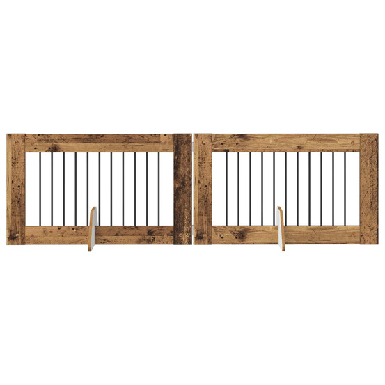 Portillon pour chien avec supports 2 pcs bois ancien