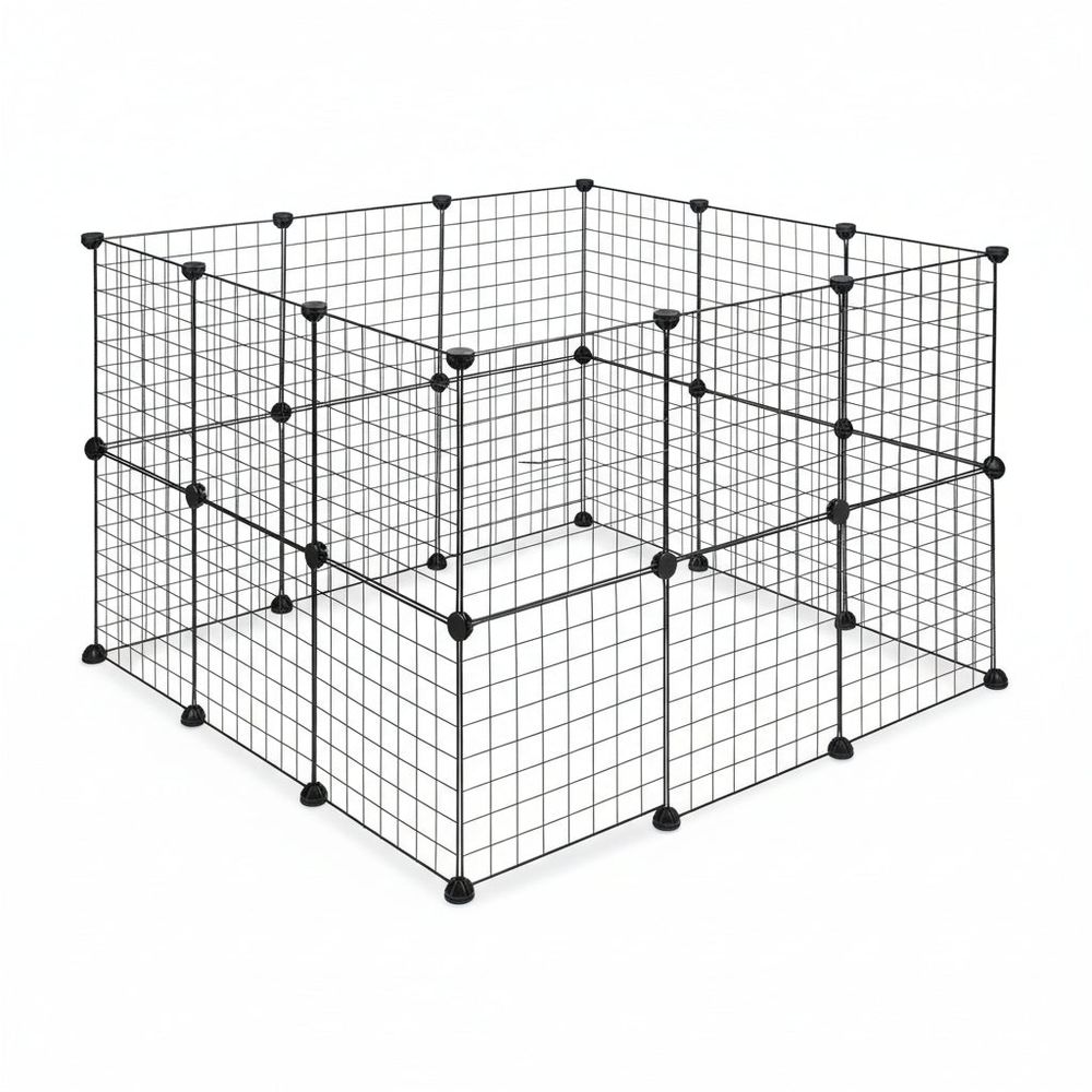 Enclos pour petits animaux domestiques parc extensible cage grille clapier grillage pack de 24 noir