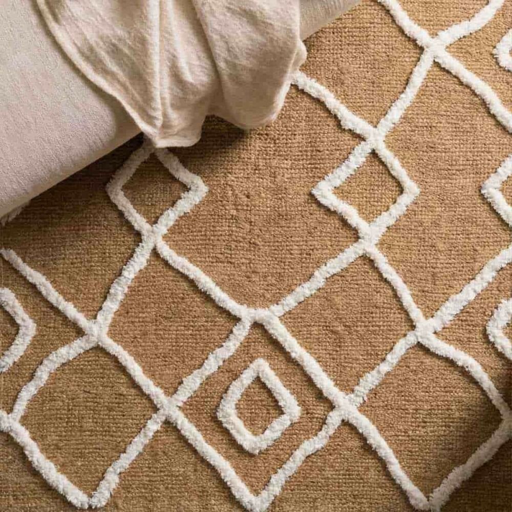 Tapis en jute tufté motifs géométriques 120x170cm