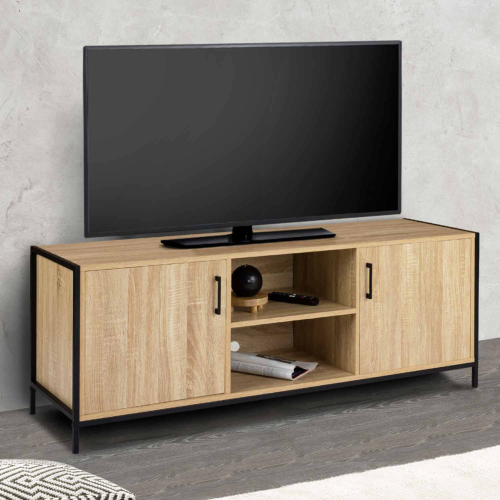 Meuble tv 140 cm detroit 2 portes design industriel