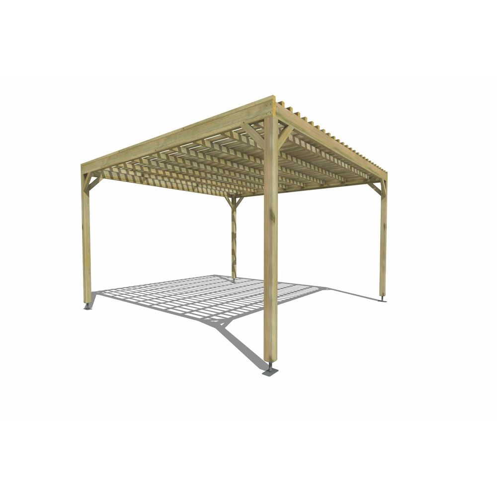 Pergola bois • 4m x 4m • indépendante • sens largeur • lattage bois • livraison comprise