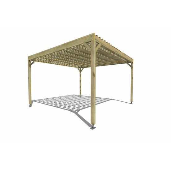 Pergola bois • 4m x 4m • indépendante • sens largeur • lattage bois • livraison comprise