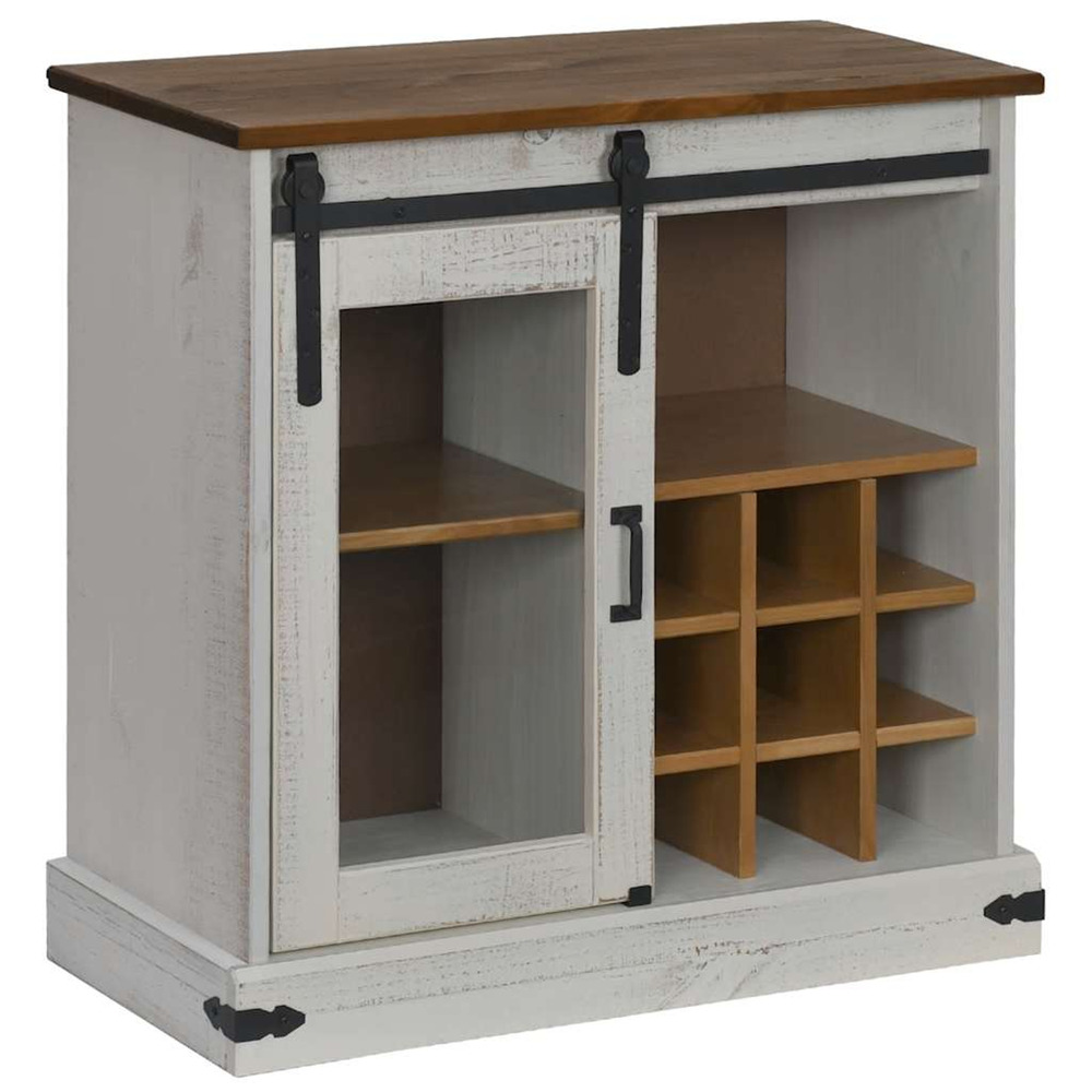 Buffet halden porte coulissante blanc 80x40x80 cm bois massif