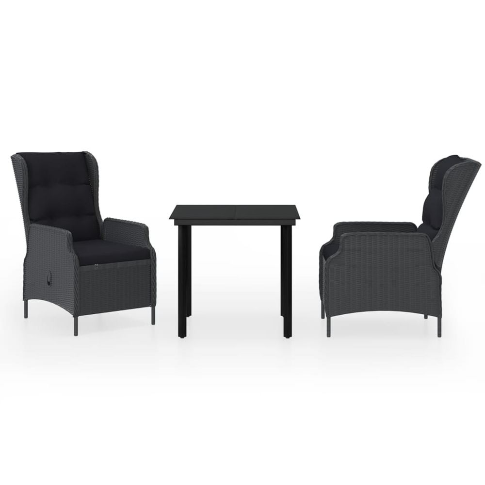 Ensemble à manger de jardin 3 pcs gris foncé