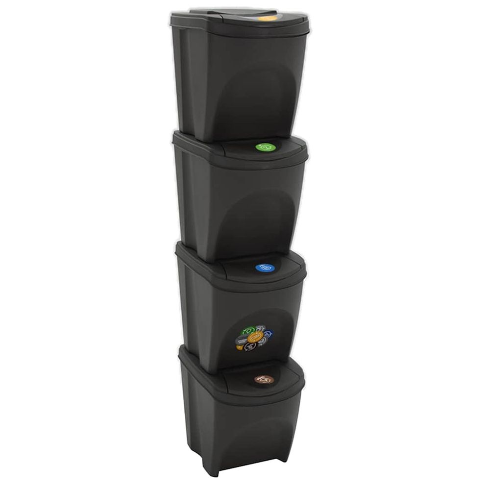 Poubelles à ordures empilables 4 pcs gris 100 l polypropylène