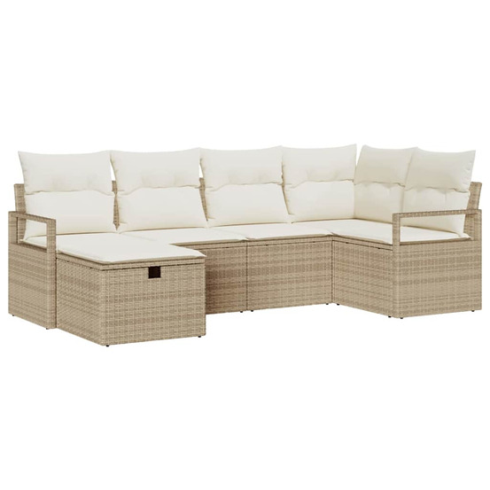 Ensemble de canapés avec coussin 6 pcs beige et crème polyrotin