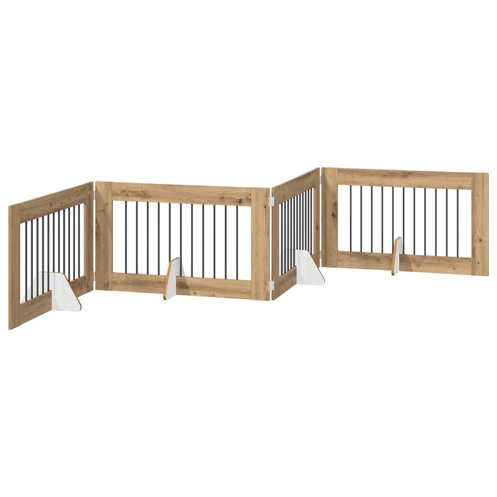 Porte de chien pliable avec supports 4 pc chêne artisanal